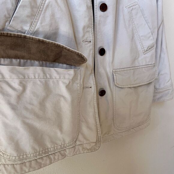 Vintage LL Bean Women’s Barn Coat Jacket Size Medium Tan Quilted Insulated 0WY28 - Picture 3 of 10